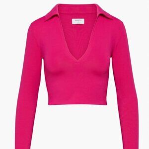 Babaton Aritzia Granita Pink Contour Polo Longsleeve, Size XXS